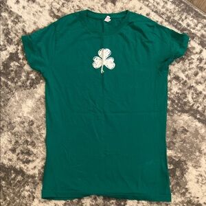 Green Women's Top with Clover Design